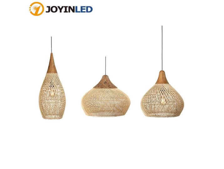 JOYINLED Vintage rotin suspension grand osier tissé à la main lustre naturel Beige plafonnier pour salon salle à manger