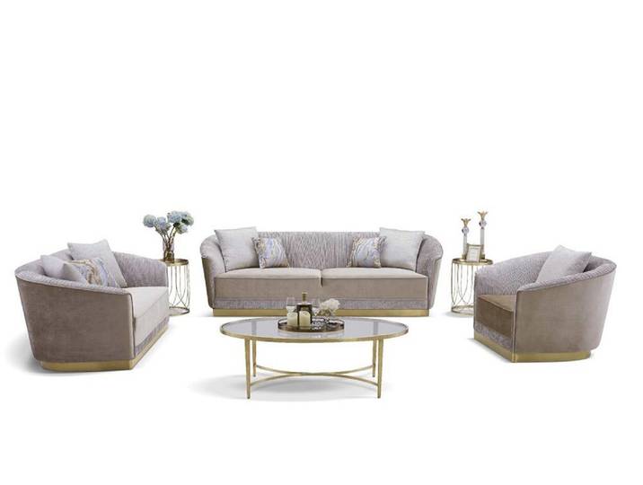 JVmoebel Polstergarnitur Beige Samt Sofa mit elegantem Design für modernes Wohnen, (Set, 3-tlg), Made in Europa