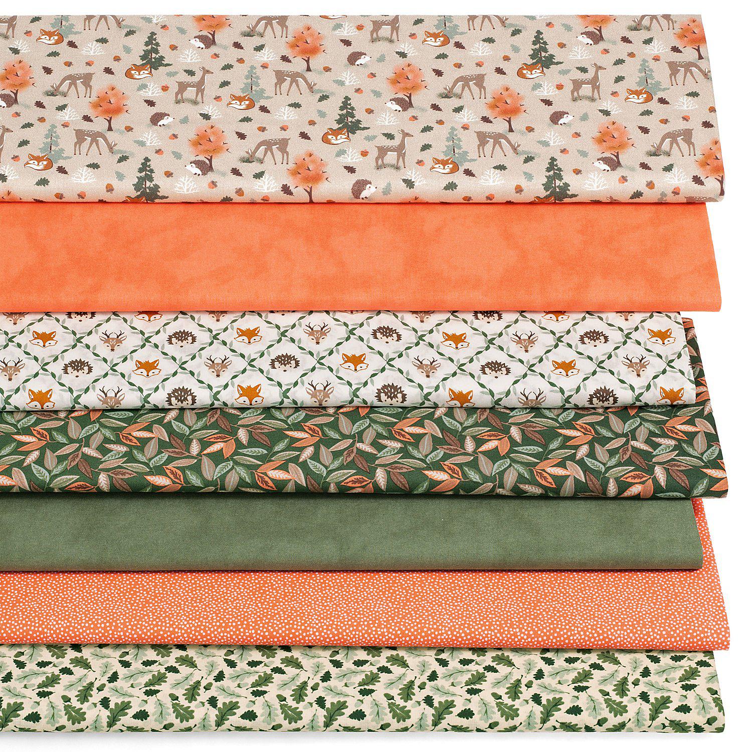 Patchwork- und Quiltpaket "Woodland Nature", grün-apricot