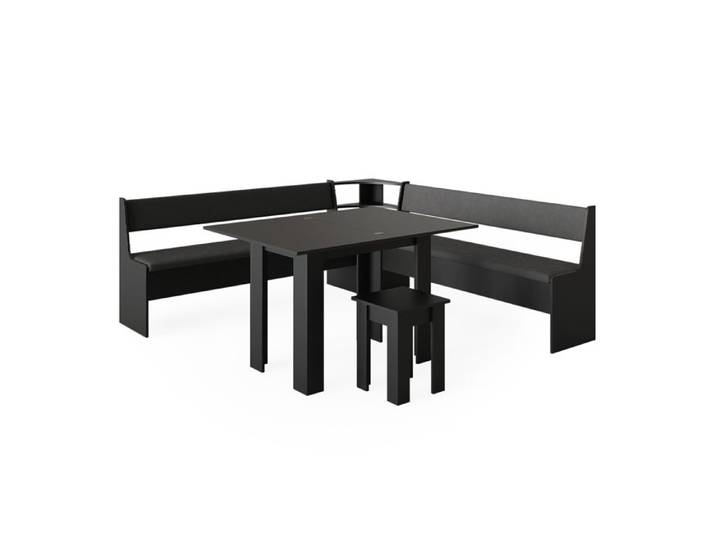 Groupe de banquettes d'angle Roman 210x210cm avec table Noir Vicco 40267
