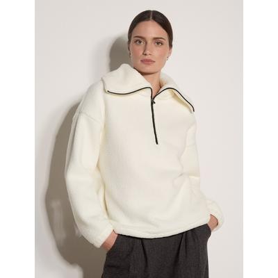 Rundhalspullover APRICOT "Teddy-Borg-Fleece-Pullover", Damen, Gr. L, weiß, gewebt, , Modisch, lässig geschnitten Normale Länge, elastischer Bund, Pullover Rundhalspullover, mit Trichterkragen