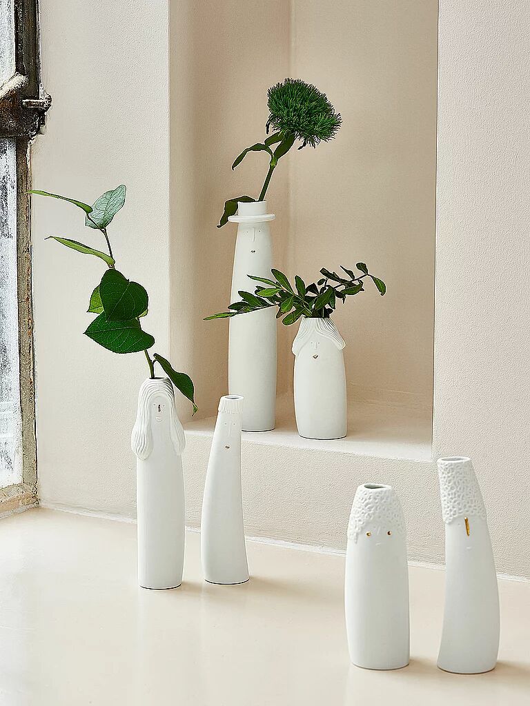 RAEDER Vase 2er Set FAMILIENBANDE ONKEL & TANTE Weiss weiss B