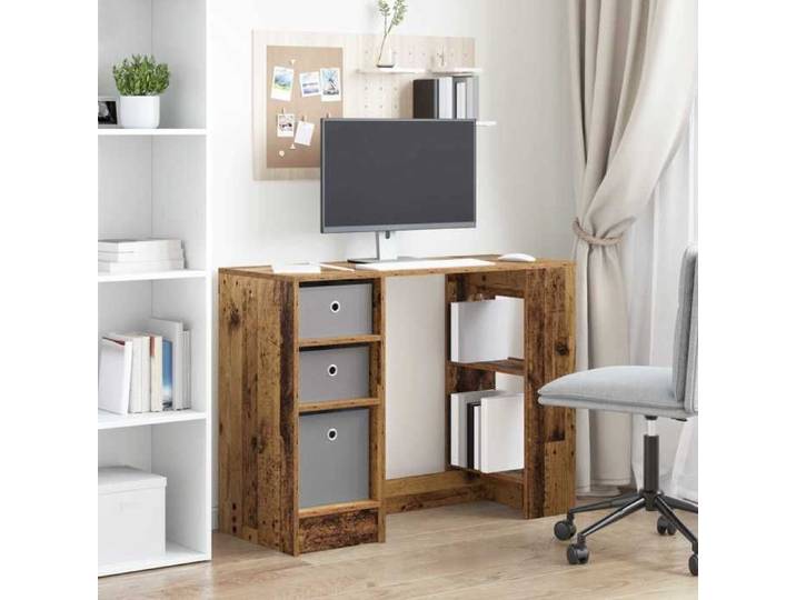 Bureau Informatique - Meuble de Bureau pour Ordinateur - bois d'ingénierie - bois ancien - 3 tiroirs - 3 étagères - 100x40x75 cm(352