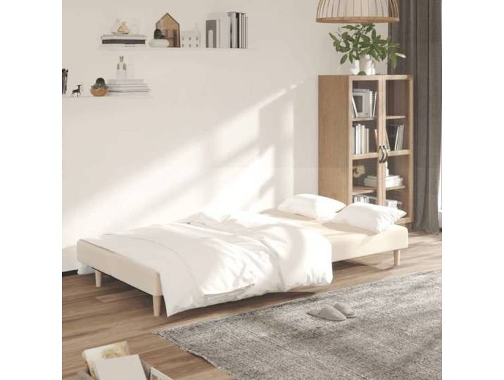 Lit banquette 2 places - convertible - Canapé-lit à 2 places crème tissu CAL5377932