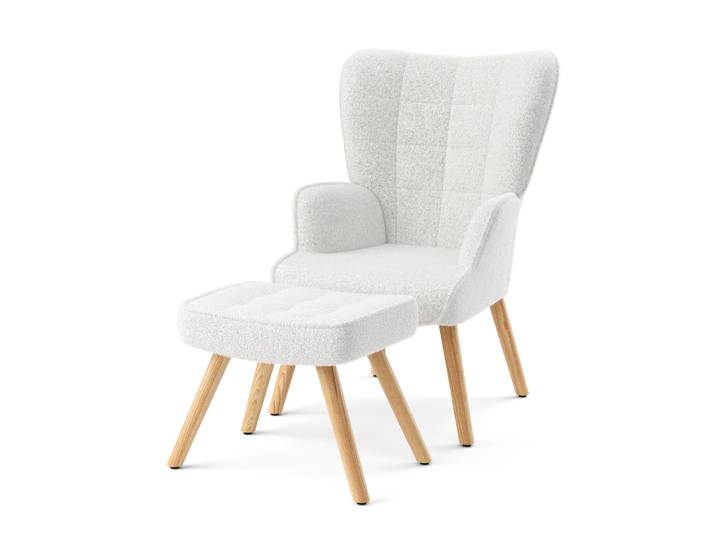 Sessel mit Hocker TEDDY weiss