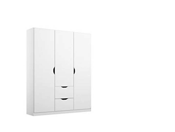Rauch Möbel ALVARA, Kleiderschrank, Farbe Weiß, Breite 136 cm Schrank, Kinderkleiderschrank, 3-türig, 2 Schubladen, für Schlafzimmer, Kinderzimmer, Babyzimmer, Garderobe, Flur