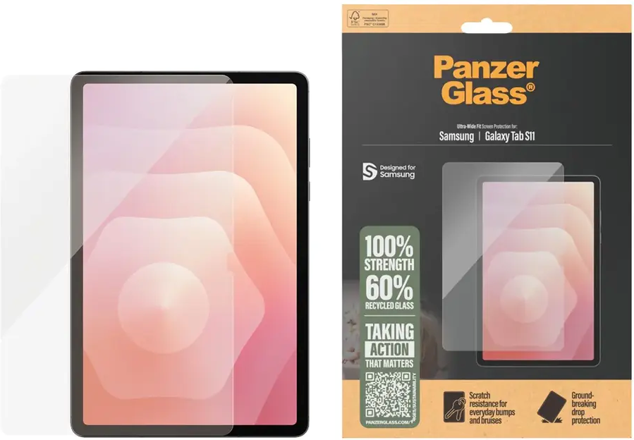 PanzerGlass Samsung Galaxy Tab S11 Skærmbeskyttelse - Ultra-Wide Fit - Gennemsigtig