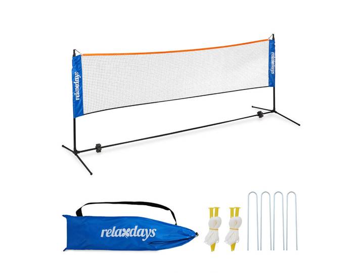 Relaxdays Badmintonnetz Schwarz höhenverstellbar, Metall, Kunststoff, Textil, 310x103 cm, Freizeit & Co, Sport & Fitness