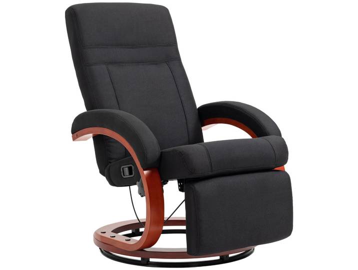 Homcom Relaxsessel Polyester, Eukalyptusholz Schwarz, Holz, Füllung: Schaumstoff, 68x100x86 cm, Wohnzimmer, Sessel, Relaxsessel
