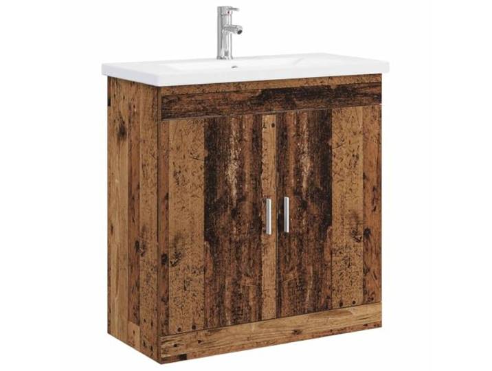 RJPLMFV Waschtisch mit Wasserhahn, Holz Schrank mit Einlegeböden, praktische Aufbewahrung, einfache Installation, moderner Stil, leicht zu reinigen
