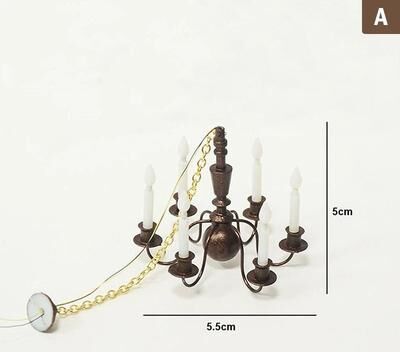 Inspired Finds Mini LED Dollhouse Ceiling Chandelier 3V Realistic Light For DIY Miniature Scenes vintage Mini Chandelier