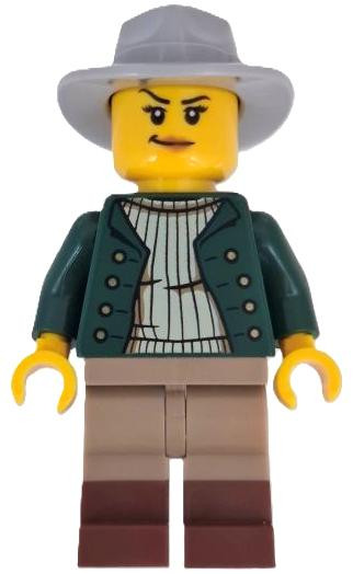 LEGO Minifiguur Wilde Westen Trein Cowboy Vrouwelijk met donkergroene jas