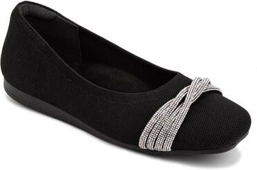 Women's Nissa Square Toe Stretch Knit Flat by Ros Hommerson in Black Knit Rhine (Size 12 M)