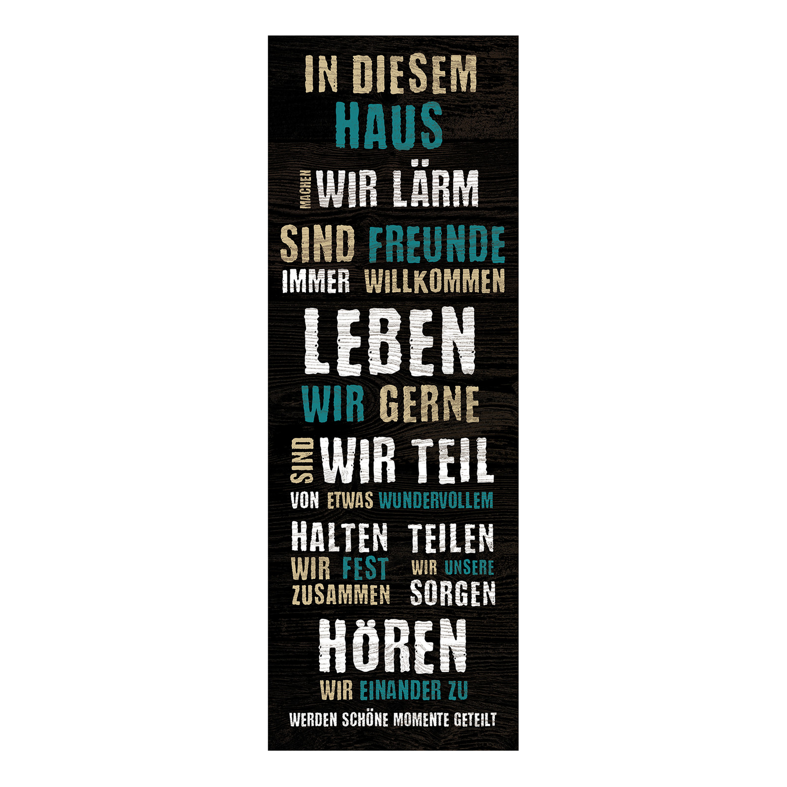 home24 Loved I Lijst Abstracte Canvas Wanddecoratie Groen/Wit/Zwart H x B x D: 27 x 77 x 2 cm