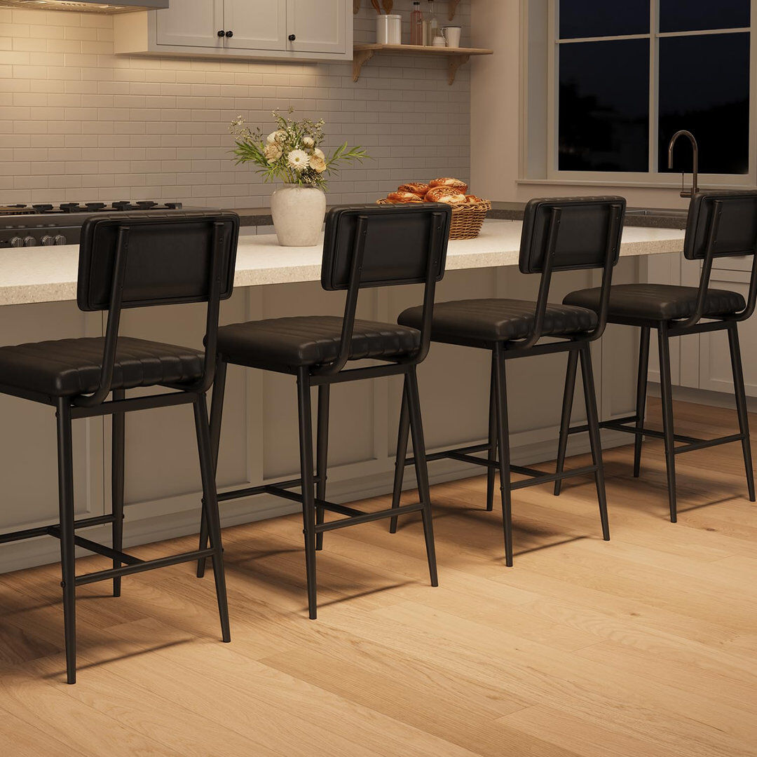 Brayden Studio Upholstered Counter Stool with Metal Frame 2