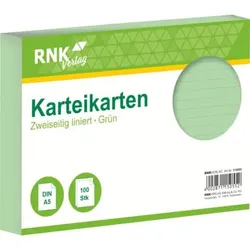 Karteikarte liniert, 170 g/qm, DIN A5, grün, 100 Stück