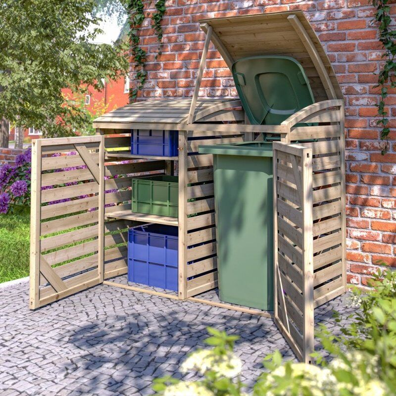 Rowlinson Garden Products Rowlinson Single Wheelie Bin Store With Box Store - Pressure Treated