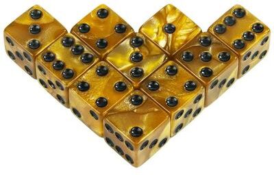 Uplifted Finds 6 Sided Game Dice 16mm Marble Acrylic D6 Dice Set gold