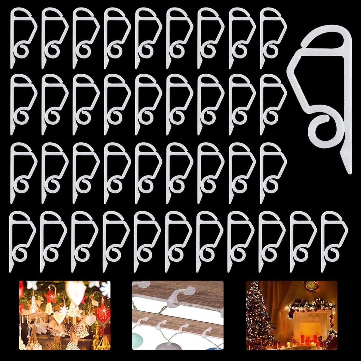 Set van 120 kerstlicht clips voor het bevestigen van fairy lights en decoratie in de tuin
