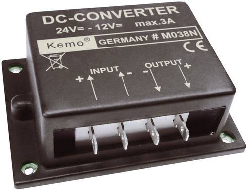 Kemo Spannungswandler Baustein Eingangsspannung (Bereich): 24 - 26 V/DC Ausgangsspannung (Bereich): 12 V/DC (max.) 3A