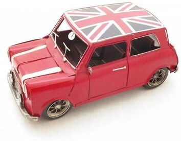 Bronzhaus 1960 Red Mini Cooper With British Flag On The Roof Car Automobile Gift Figurine
