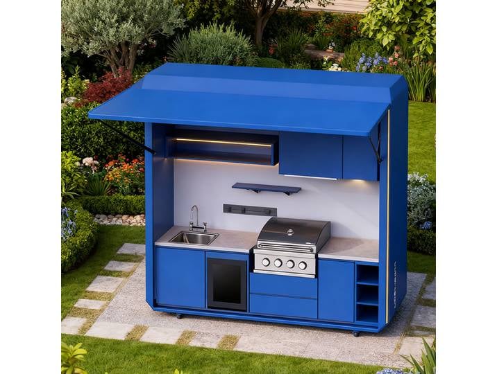 Maisonnette alimentaire modulaire préfabriquée, kit de cuisine extérieure préfabriquée à vendre, structure en acier personnalisée