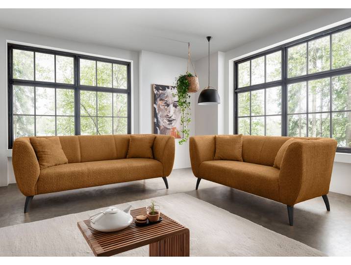 Polstergarnitur HOME AFFAIRE Colori modern und bequem, schmale Armlehnen, tolle Detailverarbeitung , gold (gold, gold), H:83cm T:88cm, 100% Polyester, Sitzmöbel-Sets, Polstergarnitur, auch als Loveseat erhältlich
