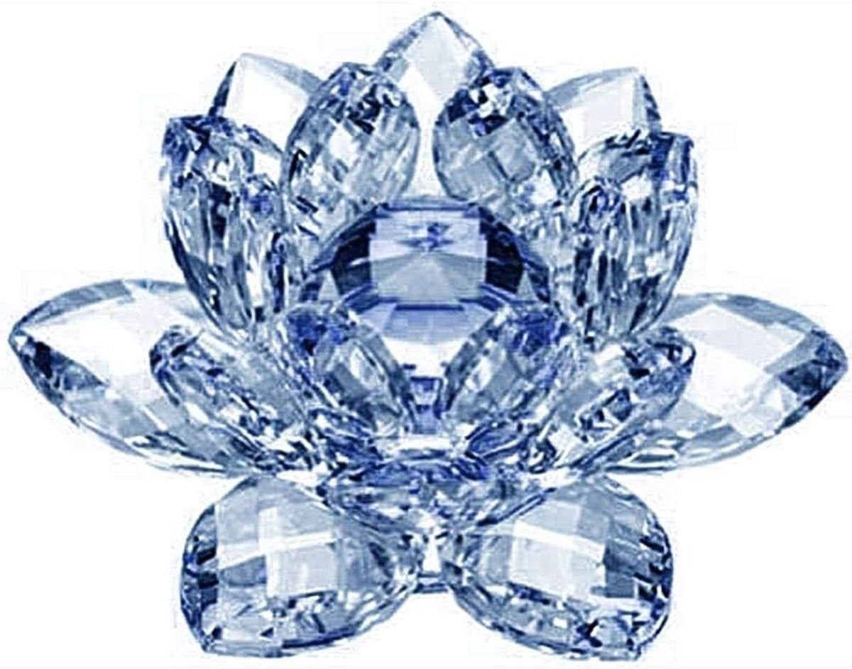 Handgemaakte Crystal Bloemen Ornamenten voor Thuisdecoratie - Blauw - 80mm