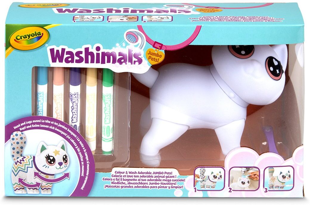 Crayola Washimals Jumbo Pets - La Gran Jenny 15 cm articulada.