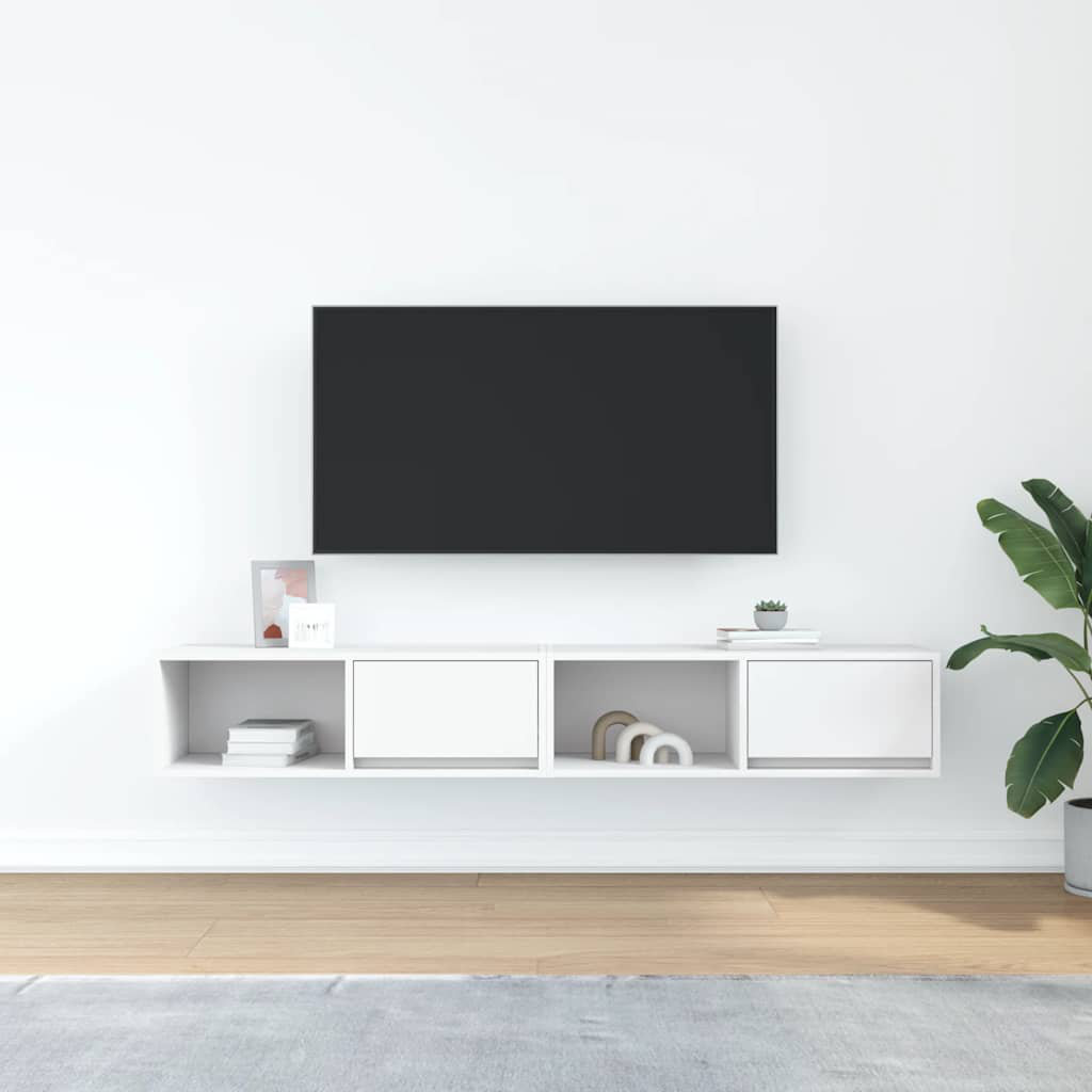 17 Stories TV Cabinets 2 Pcs 80X31x25.5 Cm Engineered Wood White 80 cm