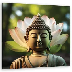 WANDBILD buddha statue blume