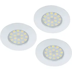 Einbauleuchte Lampe Deckenspots Deckenstrahler Aufbauleuchte Wohnzimmer, rund weiß, 1x LED 3,6W 230Lm 3300K, DxH 7x1,2, Globo 12314-3, 3er
