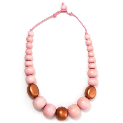 Kette mit Anhänger "Sybille", Damen, Gr. onesize, Holz, rosa, COLLEZIONE ALESSANDRO, Basic, Halsketten, unterschiedlich große Holzperlen