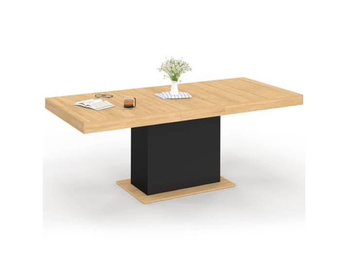 IDMarket - Ausziehbarer Esstisch Rechteck Eden 6-10 Personen Holz und Schwarz 160-200 cm