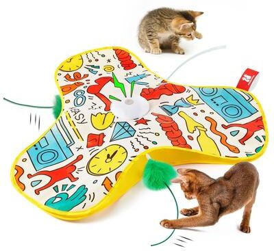 Uplift Essentials Interactive Smart Hide and Seek Cat Toy With Motion Sensors yellow