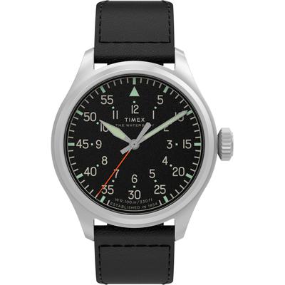 Quarzuhr TIMEX "Waterbury Ace", schwarz, Armbanduhren, Herren, Quarzuhr, Armbanduhr, Herrenuhr, Lederarmband, analog, Tag, Beleuchtung