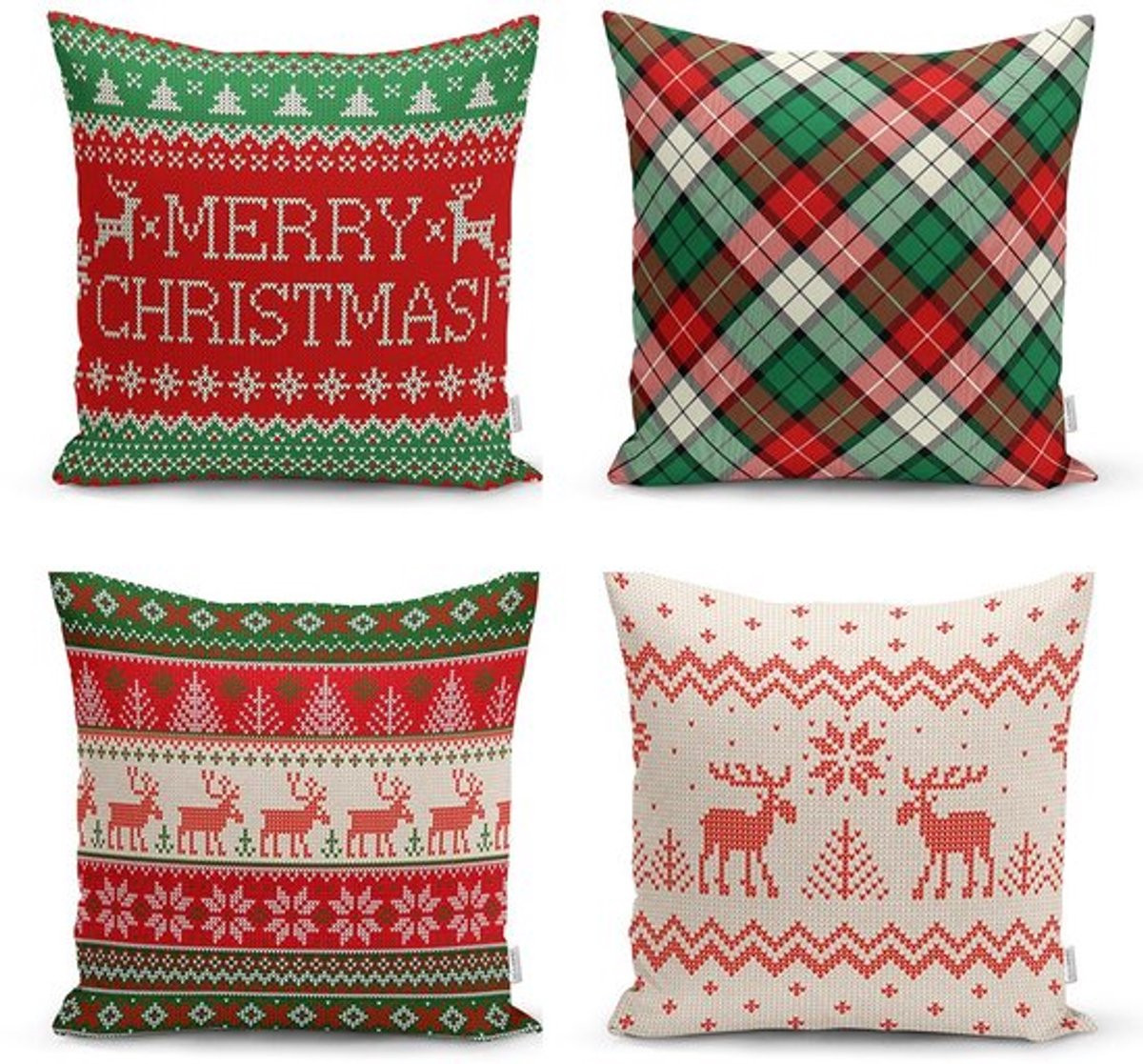 De Groen Home Set van 4 Velvet Kussenslopen voor Sierkussens - Kerstdecoratie - 45 x 45 cm