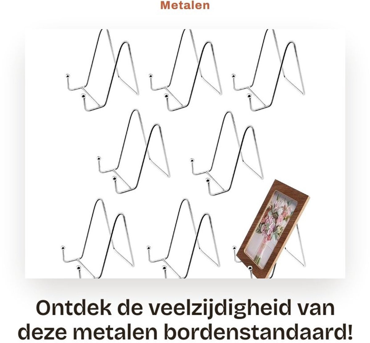 Dailygoods Bordenstandaard voor 8 stuks - Metalen ijzeren displaystandaard met verstelbare hoek