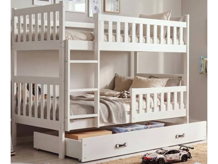 Interbeds Etagenbett 90x200 cm Weiß für 2 Kinder, teilbar in 2 Einzelbetten (Weiß für 2, 90x200)