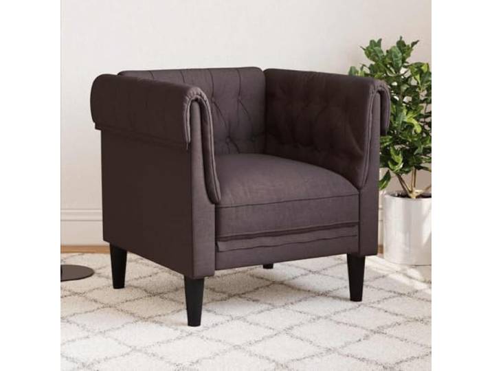 YUTAASU Chesterfield-Sessel Dunkelbraun Stoff Dick gepolstert, Atmungsaktiv, Stabile Beine, 110 kg Belastbar, Ideal zum Lesen