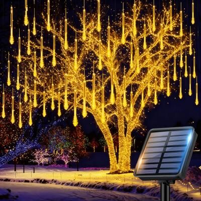 Smart Shopping Spot Solar Powered Meteor Shower Lights 200 LED Outdoor Christmas Lights For Garden Patio And Trees yellow