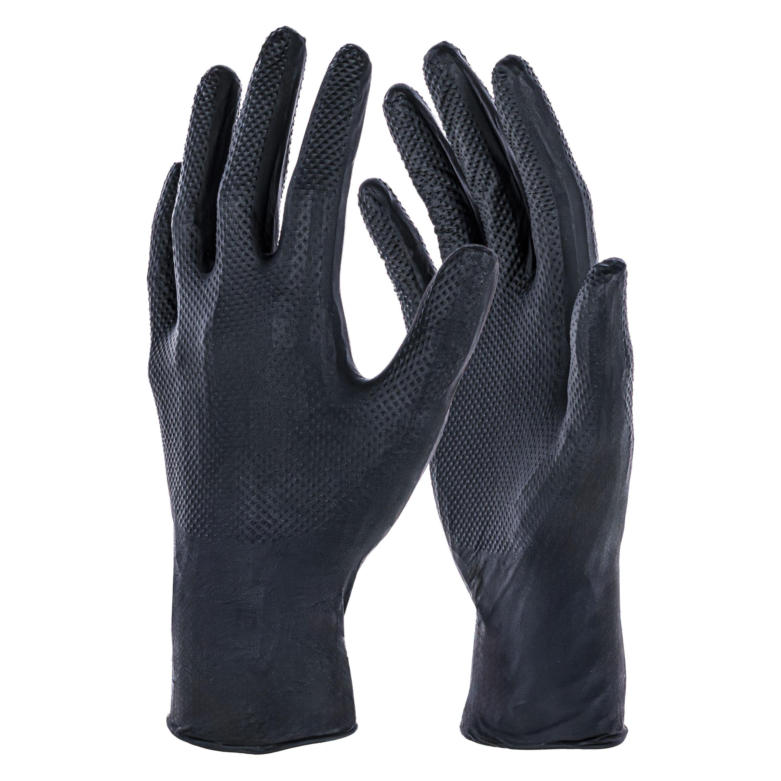 Kerbl 50x Einmalhandschuh X-Grip Black, Einweghandschuh, 24cm, unisex, schwarz, verschiedene Grössen (M) (805.002.010M)