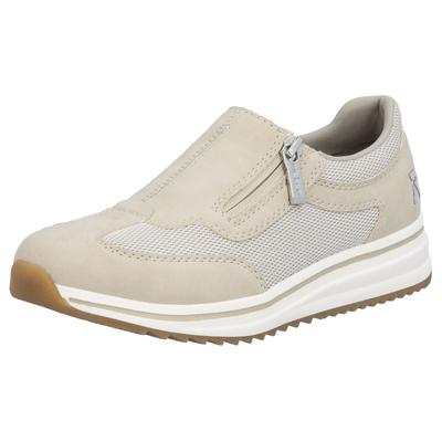 Slipper RIEKER, Damen, Gr. 41, beige, Lederimitat, Basic, Schuhe Slipper, Slip-on Sneaker, Halbschuh, Freizeitschuh mit Reißverschluss