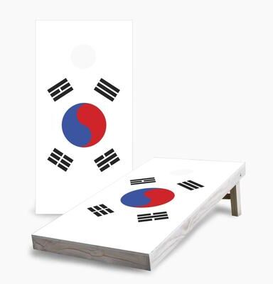 Skip's Garage South Korean Flag Cornhole Boards