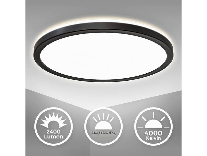 B.K.Licht - LED Deckenlampe mit indirektem Licht, ultraflach, neutralweiße Licht