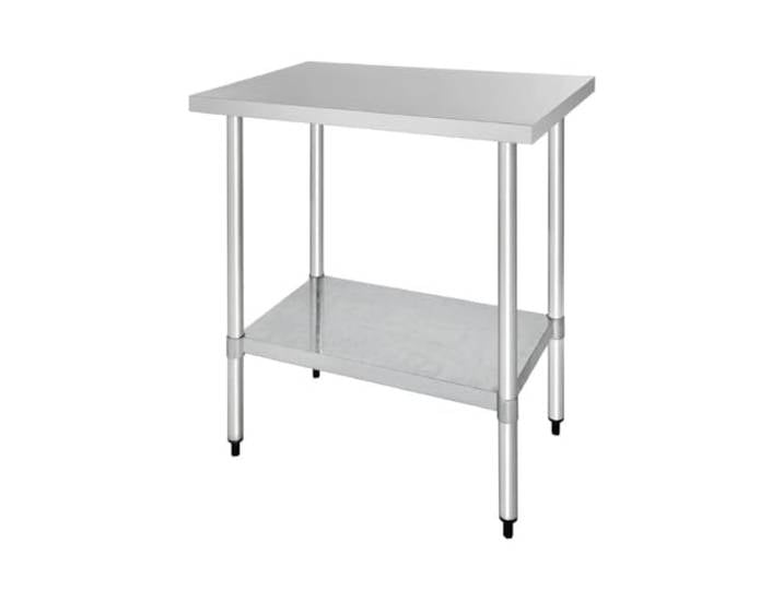 Vogue Edelstahl-Gastronomietisch 900 mm, polierter Edelstahl, einfache Selbstmontage, 90(H)x90(B)x70(T) cm, 1 Ablage, gewerbliche Küchenmöbel, professioneller und privater Gebrauch, GJ501