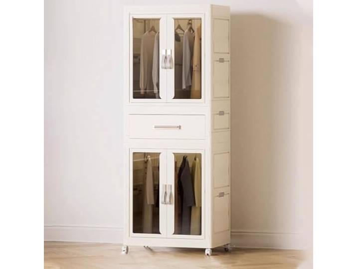 JHGFVDX Klappbarer Kleiderschrank, Design mit Magnetverschluss, Klappbarer Schrank Schubladen und Rol(54 * 34 * 140cm)
