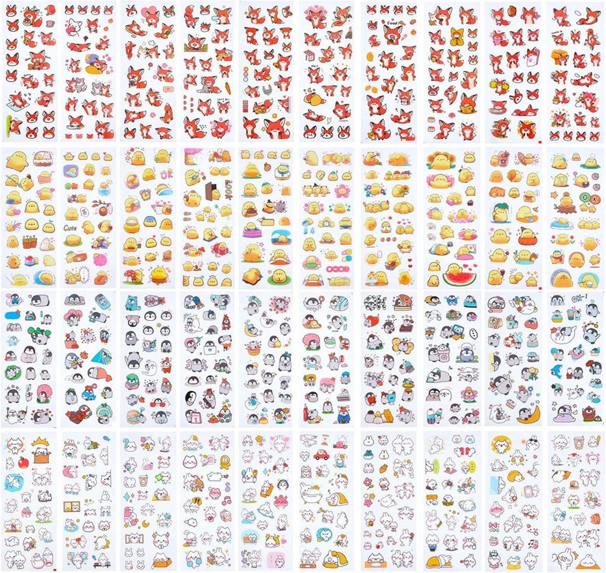40 vellen kleurrijke zelfklevende fotokaarten met schattige dieren voor creatieve projecten, plakboeken en decoratie