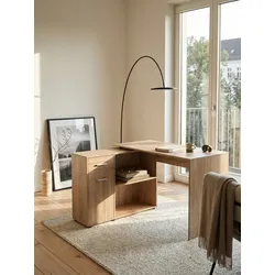 Eckschreibtisch Mit Regal Modern Design, Sonoma 120x107x75 cm