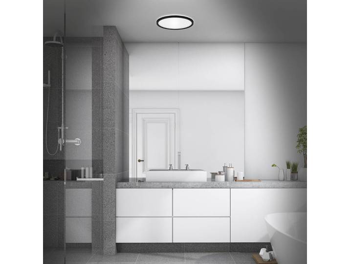 Briloner Deckenlampe Slim Drip, schwarz, für Badezimmer, Kunststoff, Deckenlampe